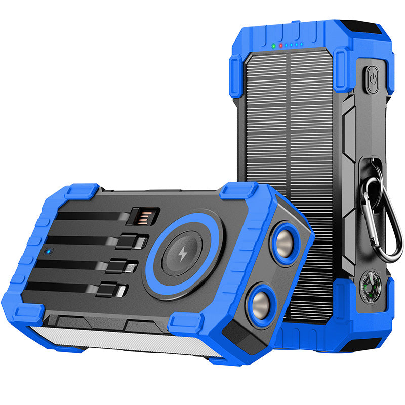 Pd 22.5w Solar Wireless Portable Charger Phone Tablet Flashlight Fast Charging Panel 15w 30000mah Power Bank With Cable
