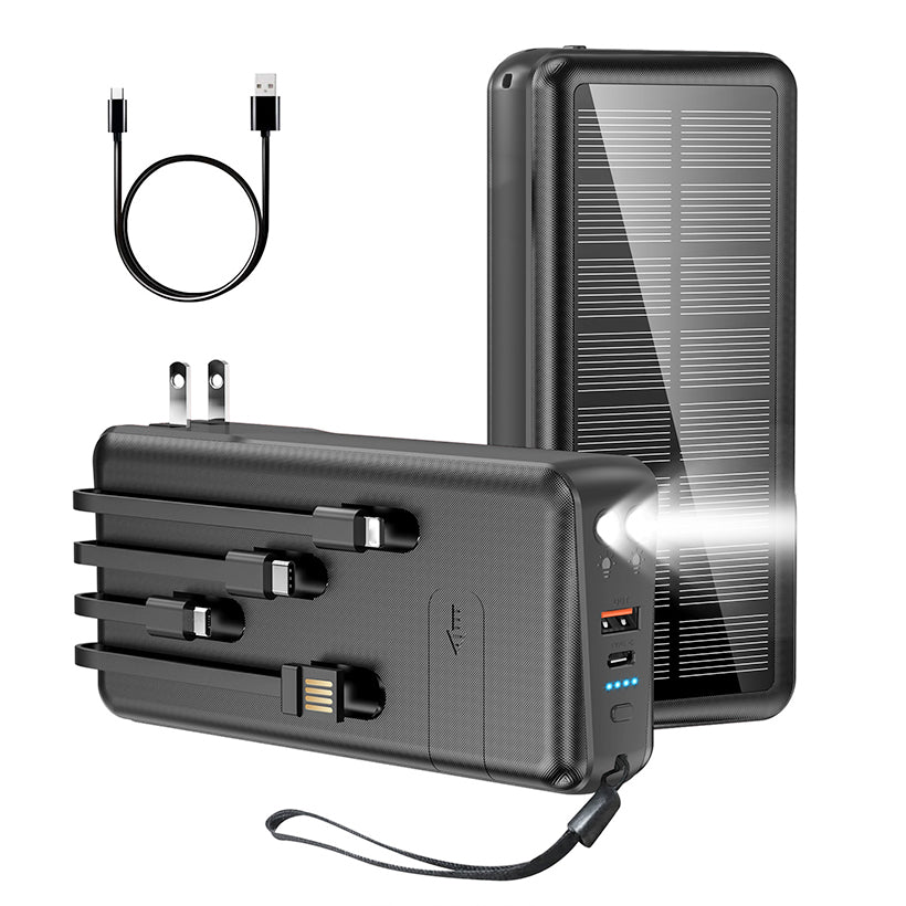Trending 3 in 1 Pd 22.5w Mini Mobile Battery Phone Portable Powerbank Cables Built in Ac Wall Solar 20000mah Power Bank with Plug
