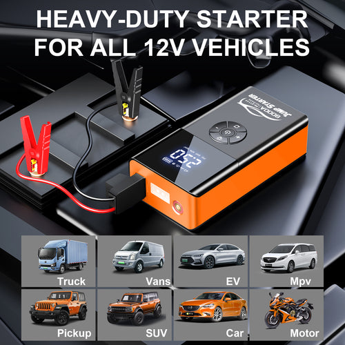 Multifunction Car 150psi Tire Inflator Smart 12v Battery Power Bank Super Jump Starter Air Compressor