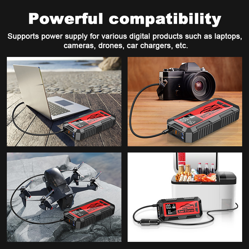 OEM ODM 100W Jumper Multifunction 24000mah Super Capacitor 12v Booster Charger Laptop Power Bank Car Battery Jump Starter
