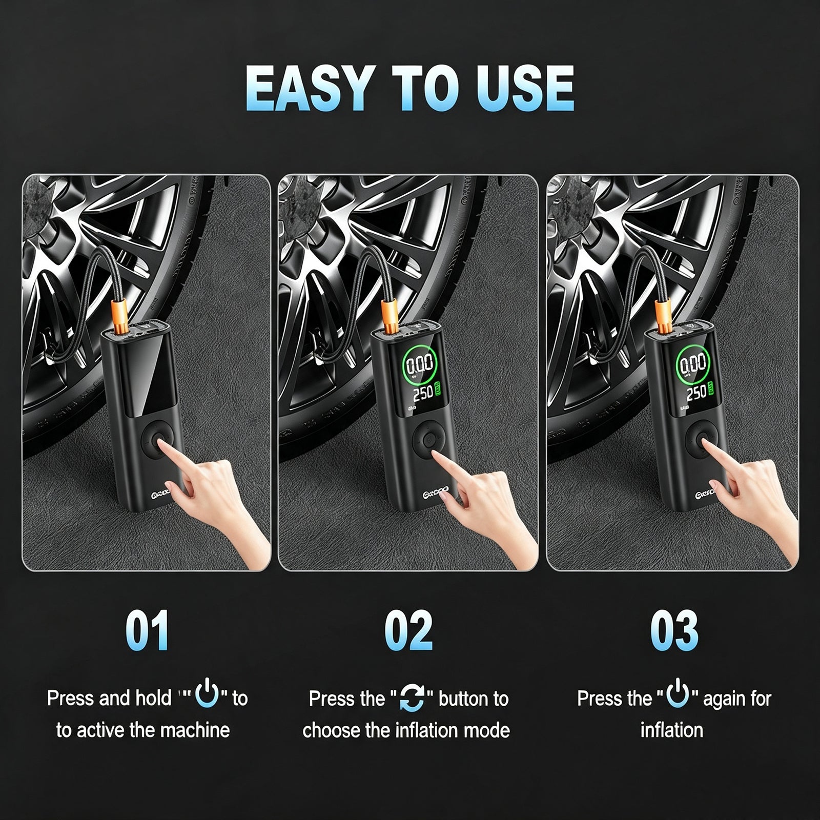 Car 150psi 5x Air Compressor Tyre Mini Digital Power Bank 10000mah Light 4000mah Truck Smart Pump Portable Tire Inflator