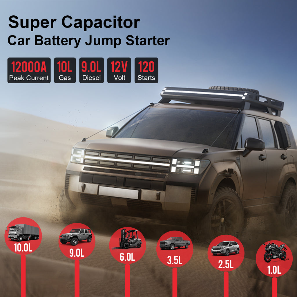 12000a 10000amp 8000a Powerful Super Capacitor 12v Booster Portable Charger Auto Starting Device Power Bank Car Jump Starter Battery