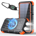 Solar Panel Wireless Portable Charger Phone Tablet Flashlight Fast Charging Built In Cables Power Bank 20000mah