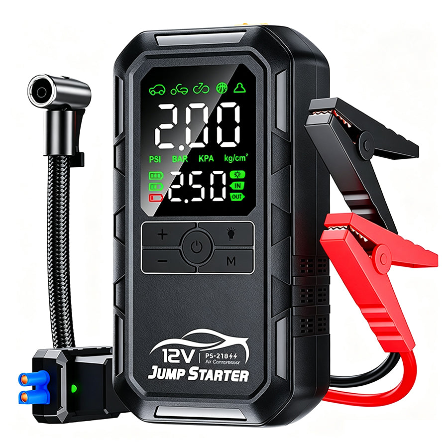 Smart Car Jumper 12v Battery Booster Auto Tire Inflator 180psi Super Compressor Power Bank Jump Starter Air Pump