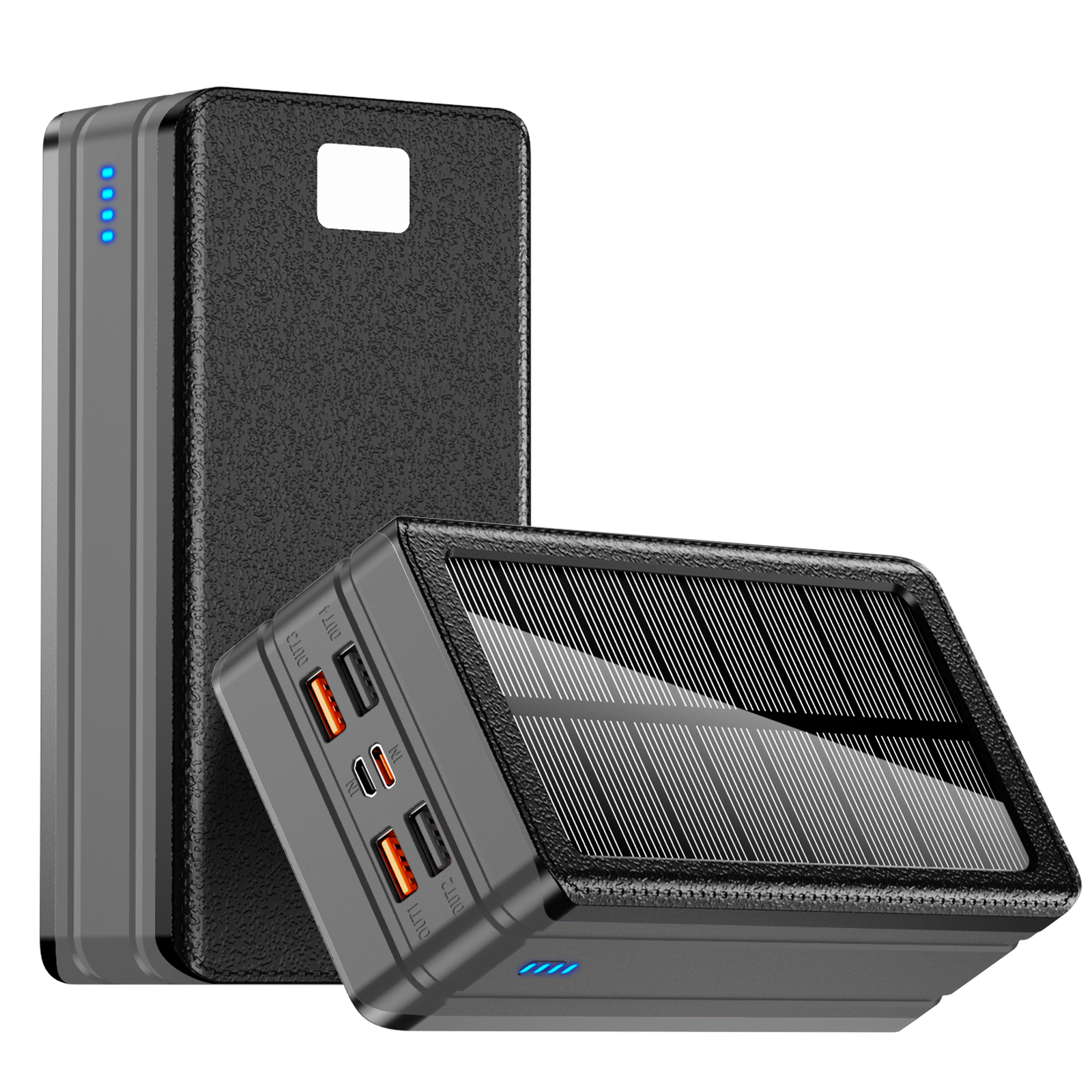 Pd 22.5w Solar Power Bank High Capacity Panel Charger Flashlight Qc 3.0 18w Fast Charging Waterproof Powerbank