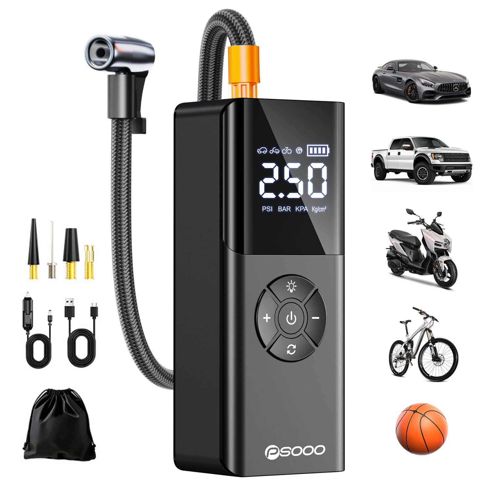 Car 150psi Smart Air Compressor Tyre Mini Digital Power Bank 6000mah Flashlight Truck Pump Portable Tire Inflator