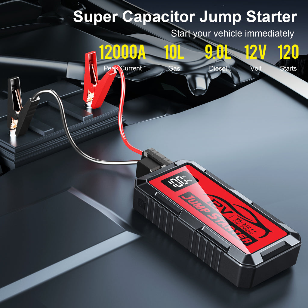12000a 10000amp 8000a Powerful Super Capacitor 12v Booster Portable Charger Auto Starting Device Power Bank Car Jump Starter Battery