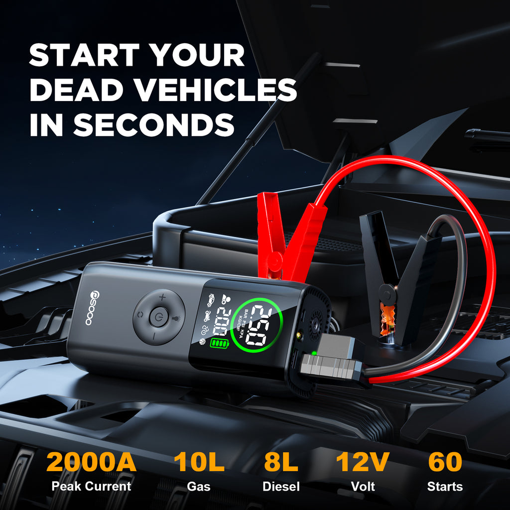 Trending Car Jumper Tire Inflator Pump 12v Battery Booster Power Bank Jump Starter Air Compressor