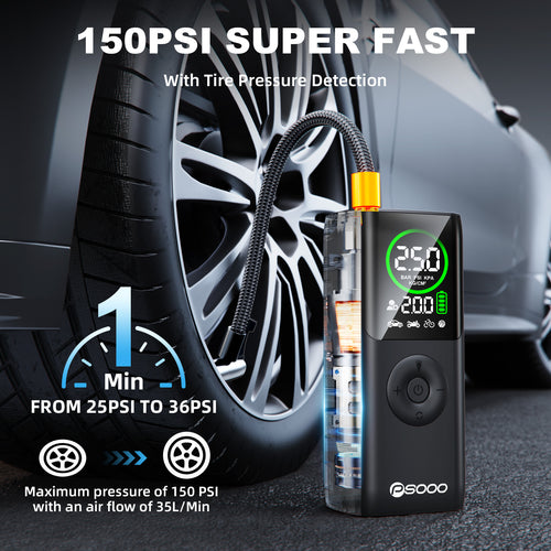 Car 150psi 5x Air Compressor Tyre Mini Digital Power Bank 10000mah Light 4000mah Truck Smart Pump Portable Tire Inflator