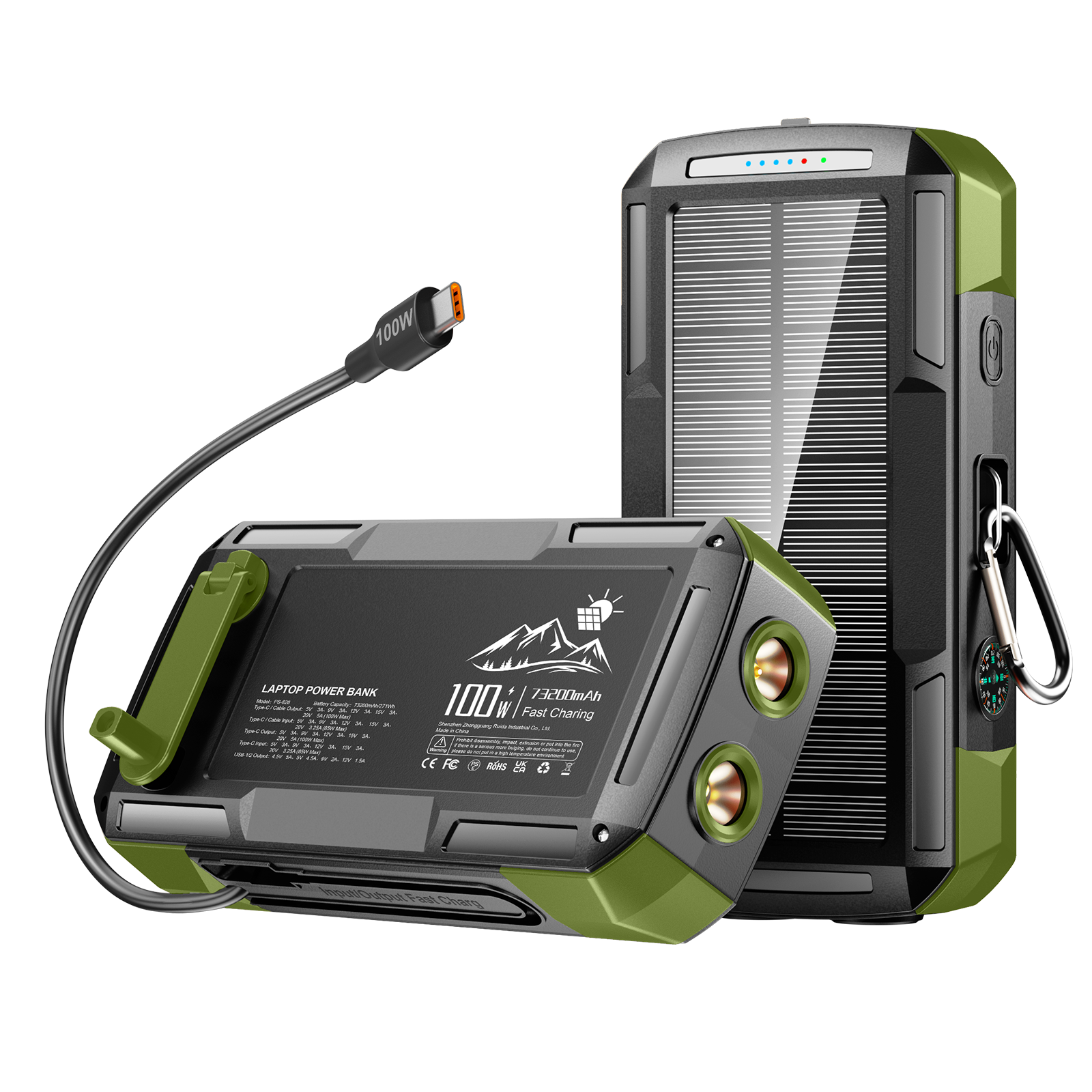 Trending 100w Solar Hand Crank Power Banks Built in Cables Light Fast Charging 65w Portable Battery 40000mah Laptop Power Bank