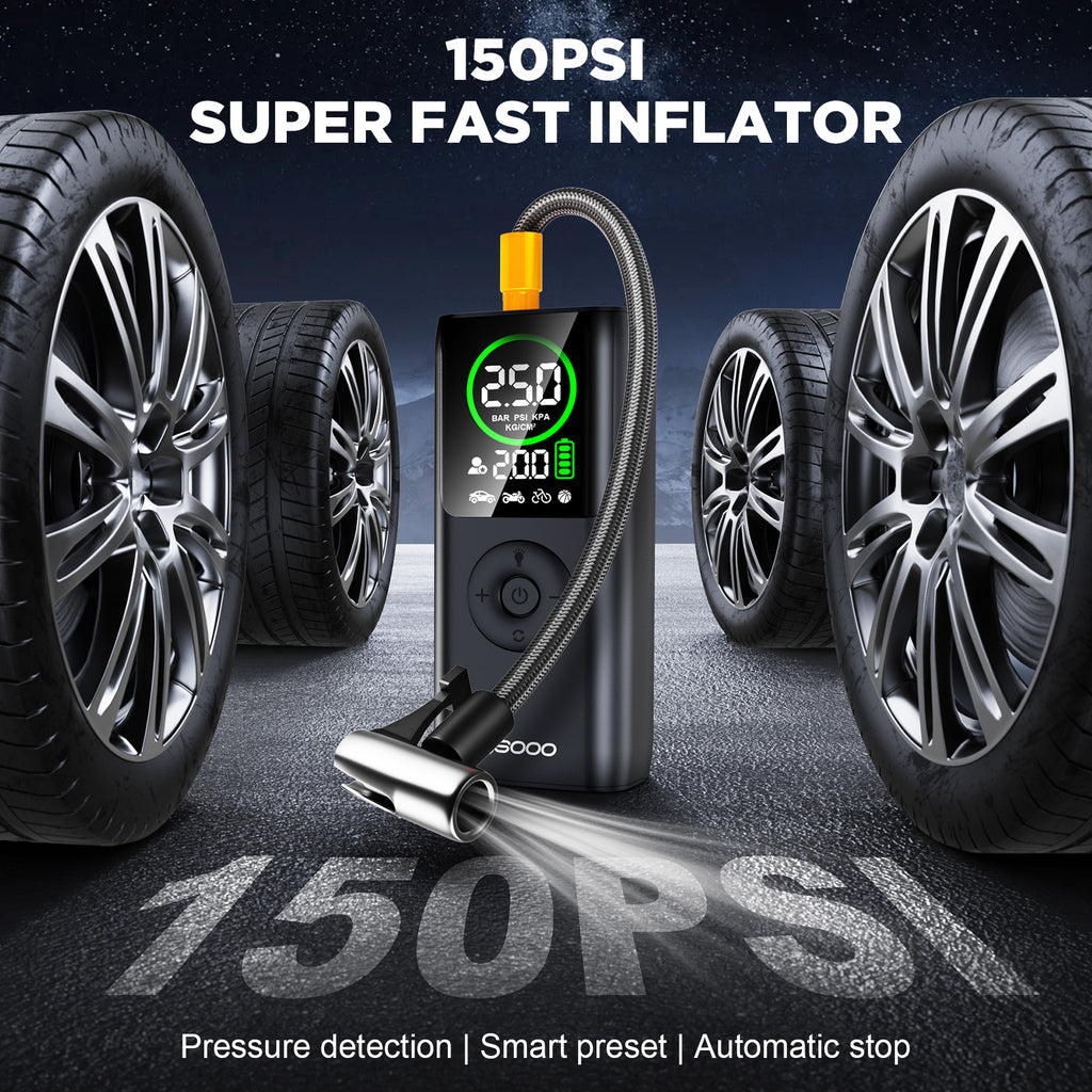Trending Car Jumper Tire Inflator Pump 12v Battery Booster Power Bank Jump Starter Air Compressor