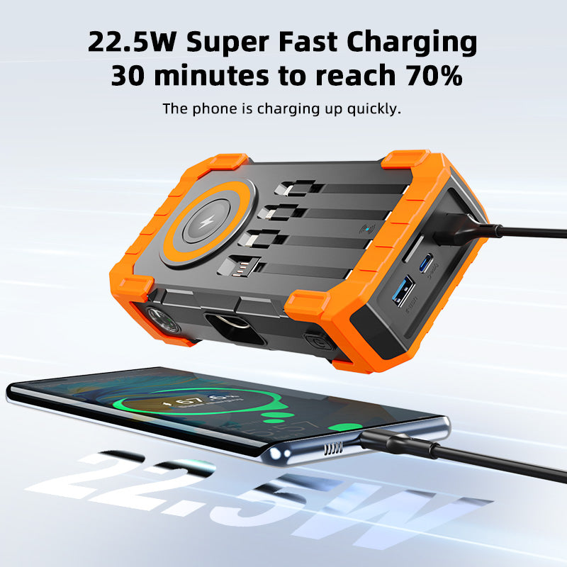 Pd 22.5w Solar Wireless Portable Charger Phone Tablet Flashlight Fast Charging Panel 15w 30000mah Power Bank With Cable