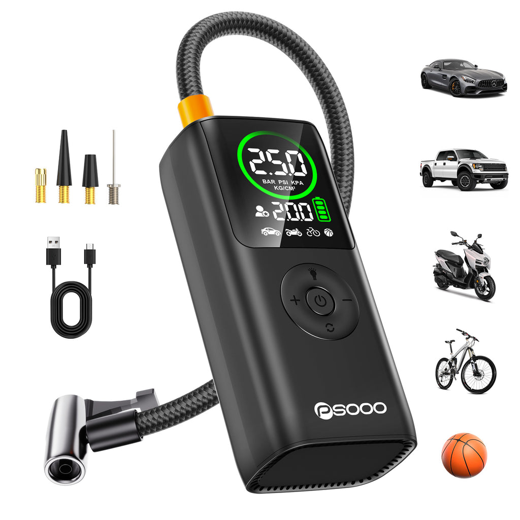 Car 150psi 5x Air Compressor Tyre Mini Digital Power Bank 10000mah Light 4000mah Truck Smart Pump Portable Tire Inflator