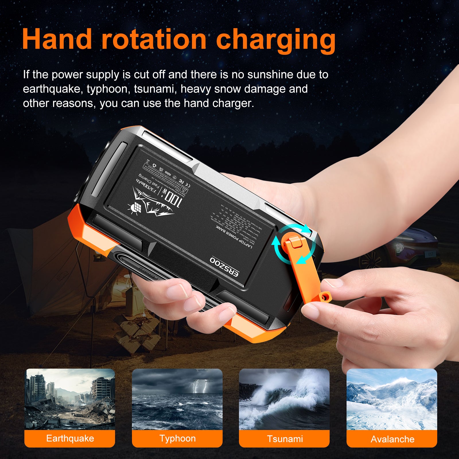 Trending 100w Solar Hand Crank Power Banks Built in Cables Light Fast Charging 65w Portable Battery 40000mah Laptop Power Bank