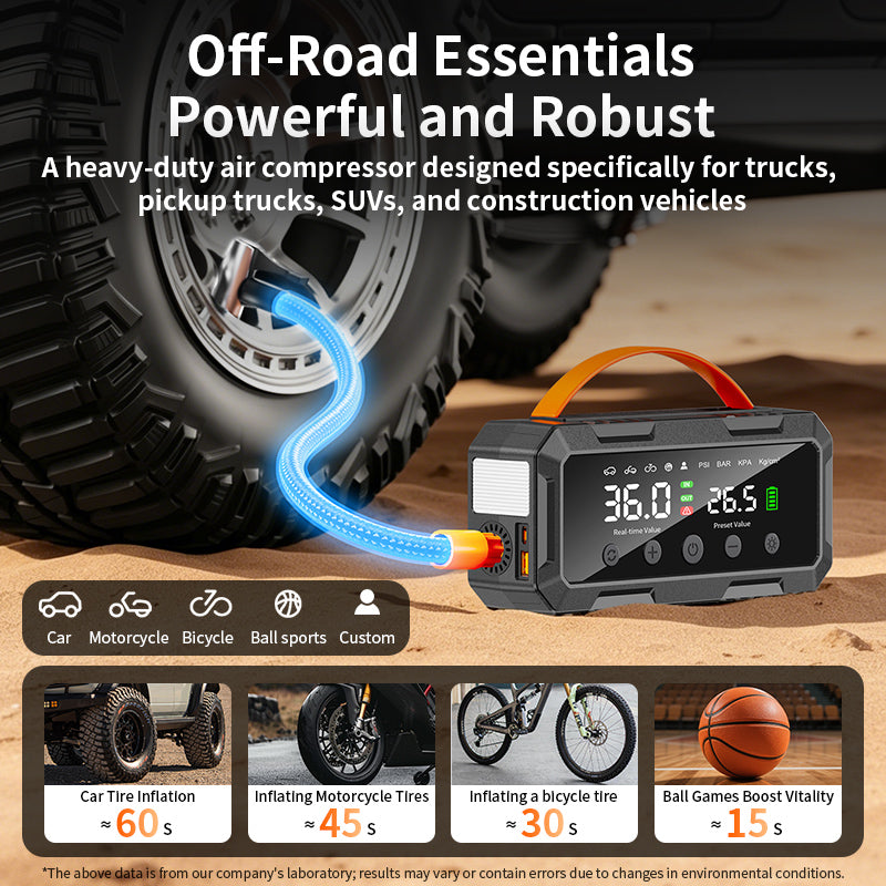Trending 25mm Dual Cylinder Powerful 20000mah Truck Car 12v Smart Auto Tire Inflator Pump 16000mah Powerbank With Air Compressor
