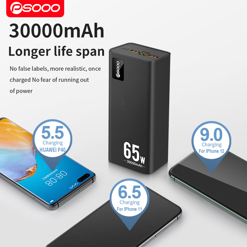 Hot Selling Computer 65 Watt Powerbank Fast Charging 30000mah 50000 Mobile Phone Qc Portable Charger Pd 65w Power Bank For Laptop