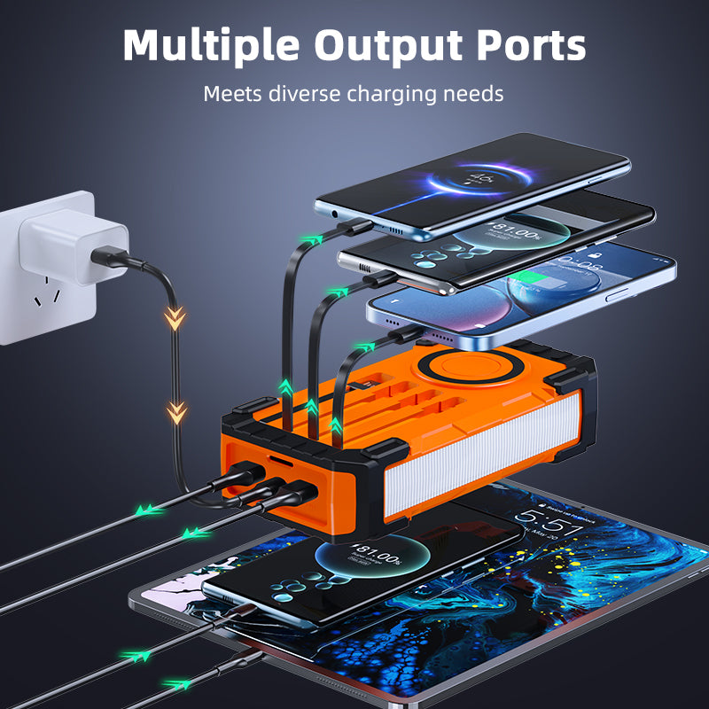Laptops Solar Panel Wireless Fast Charging 65w 45w 22.5w 15w Portable Built in Cables 30000mah Power Bank With Cable