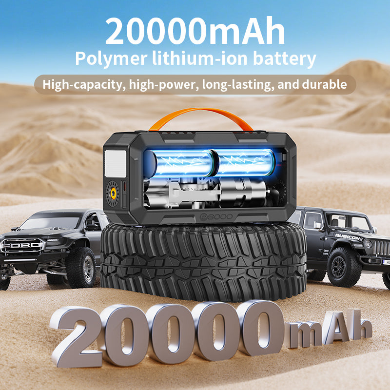 Trending 25mm Dual Cylinder Powerful 20000mah Truck Car 12v Smart Auto Tire Inflator Pump 16000mah Powerbank With Air Compressor