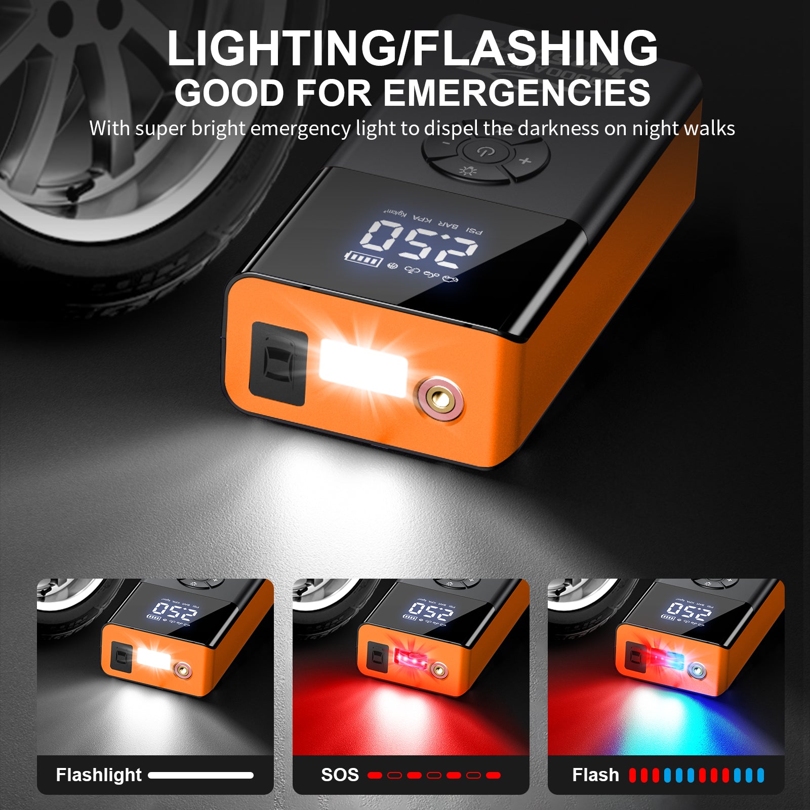 Multifunction Car 150psi Tire Inflator Smart 12v Battery Power Bank Super Jump Starter Air Compressor