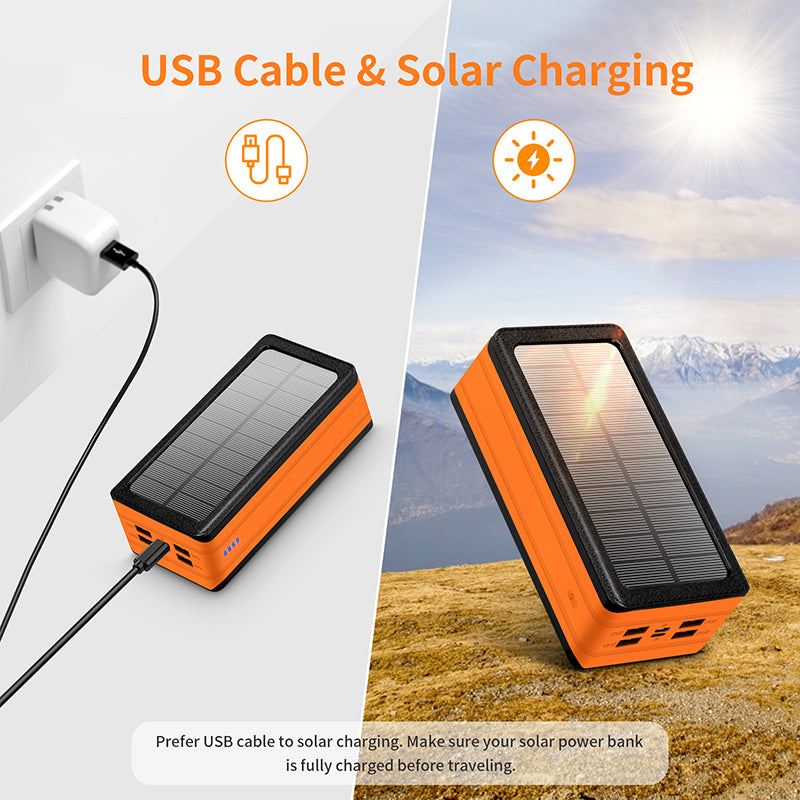 Pd 22.5w Solar Power Bank High Capacity Panel Charger Flashlight Qc 3.0 18w Fast Charging Waterproof Powerbank