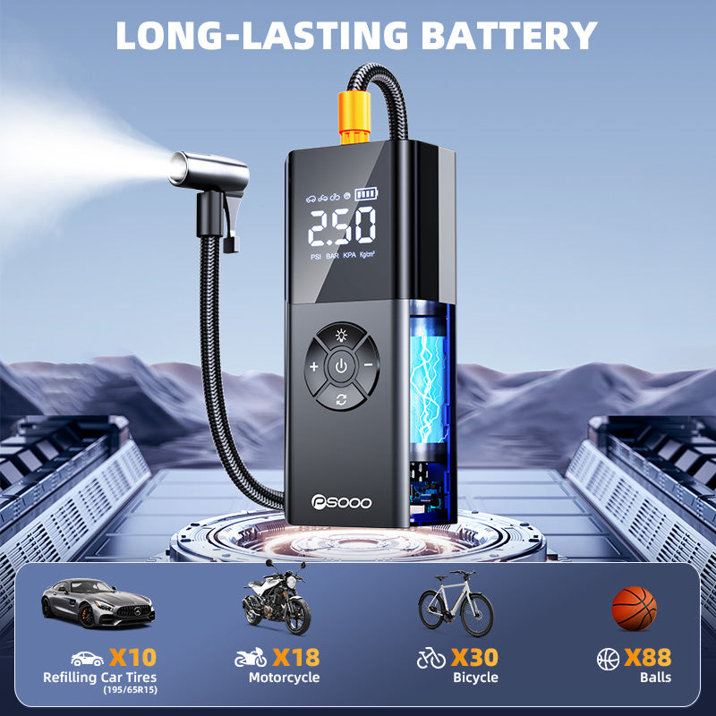 Car 150psi Smart Air Compressor Tyre Mini Digital Power Bank 6000mah Flashlight Truck Pump Portable Tire Inflator