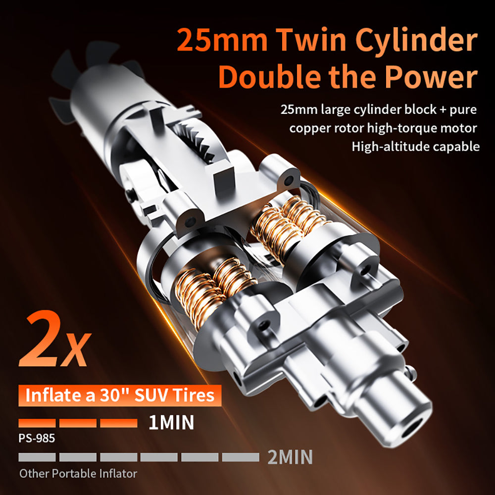 8000amp 25mm Dual Cylinder Pump 10000mah 12v Booster Smart Air Compressor Power Bank Car Battery Jump Starter