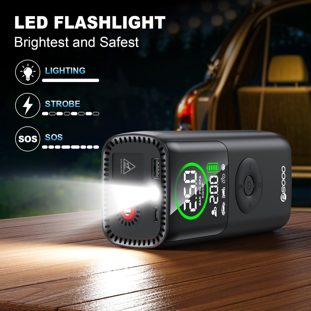 Car 150psi 5x Air Compressor Tyre Mini Digital Power Bank 10000mah Light 4000mah Truck Smart Pump Portable Tire Inflator