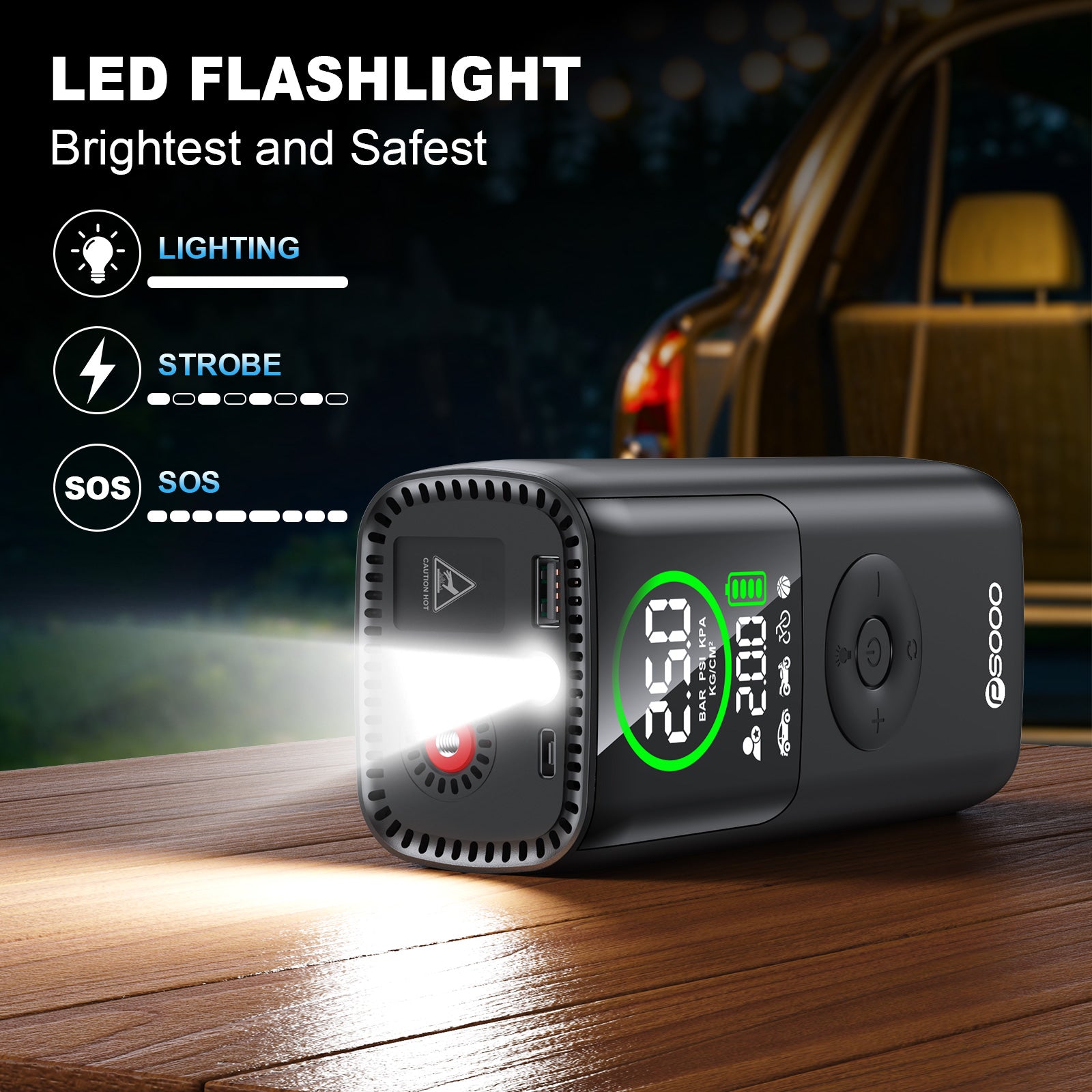 Car 150psi 5x Air Compressor Tyre Mini Digital Power Bank 10000mah Light 4000mah Truck Smart Pump Portable Tire Inflator