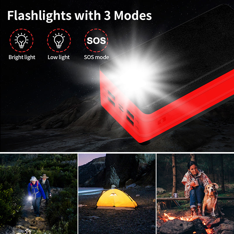 Pd 22.5w Solar Power Bank High Capacity Panel Charger Flashlight Qc 3.0 18w Fast Charging Waterproof Powerbank