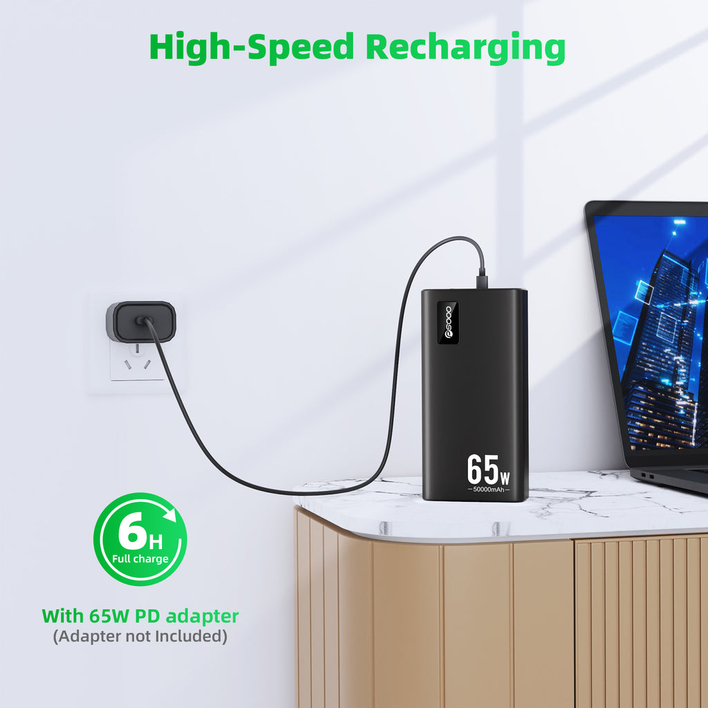 Hot Selling Computer 65 Watt Powerbank Fast Charging 30000mah 50000 Mobile Phone Qc Portable Charger Pd 65w Power Bank For Laptop