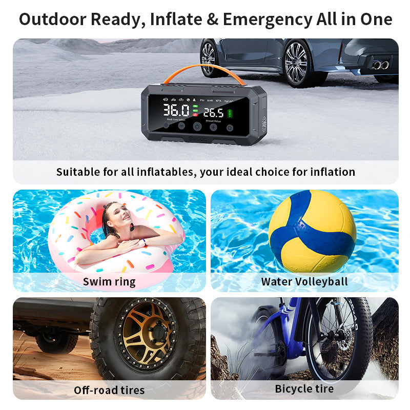 Trending 25mm Dual Cylinder Powerful 20000mah Truck Car 12v Smart Auto Tire Inflator Pump 16000mah Powerbank With Air Compressor