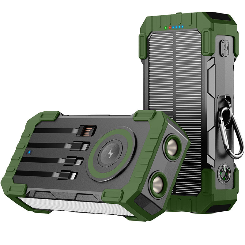 Pd 22.5w Solar Wireless Portable Charger Phone Tablet Flashlight Fast Charging Panel 15w 30000mah Power Bank With Cable