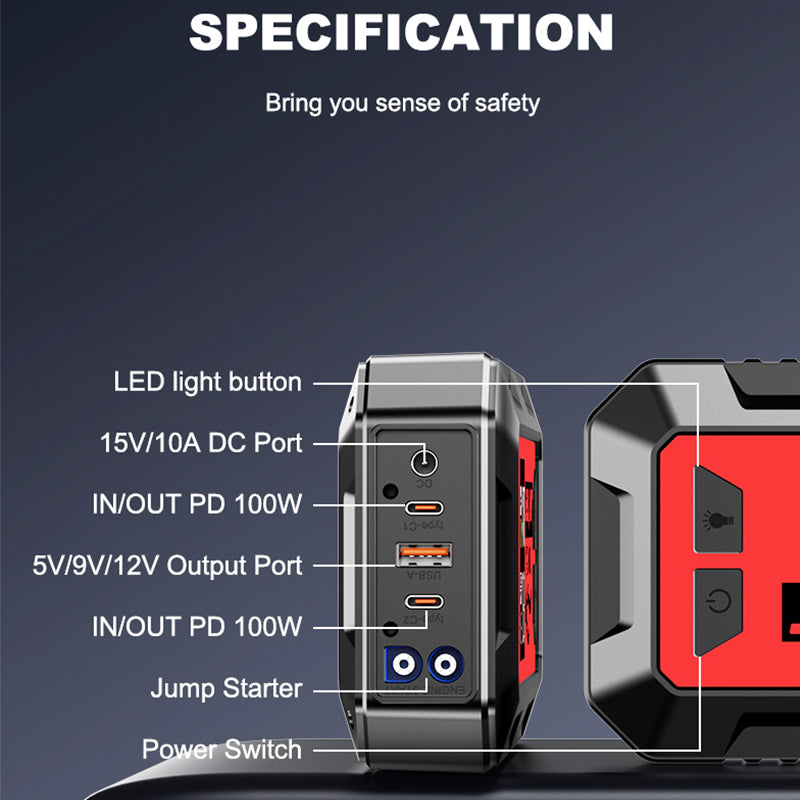 OEM ODM 100W Jumper Multifunction 24000mah Super Capacitor 12v Booster Charger Laptop Power Bank Car Battery Jump Starter