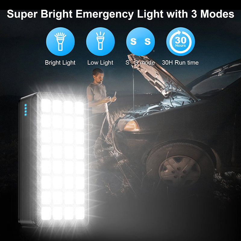Pd 22.5w Solar Power Bank Phone USB 500000mah 30000mah Portable Flashlight Waterproof 20000mah Powerbank for Camping