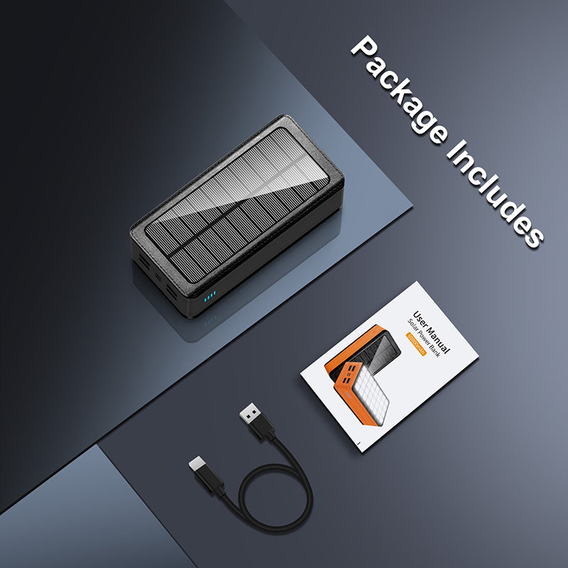 Pd 22.5w Solar Power Bank Phone USB 500000mah 30000mah Portable Flashlight Waterproof 20000mah Powerbank for Camping