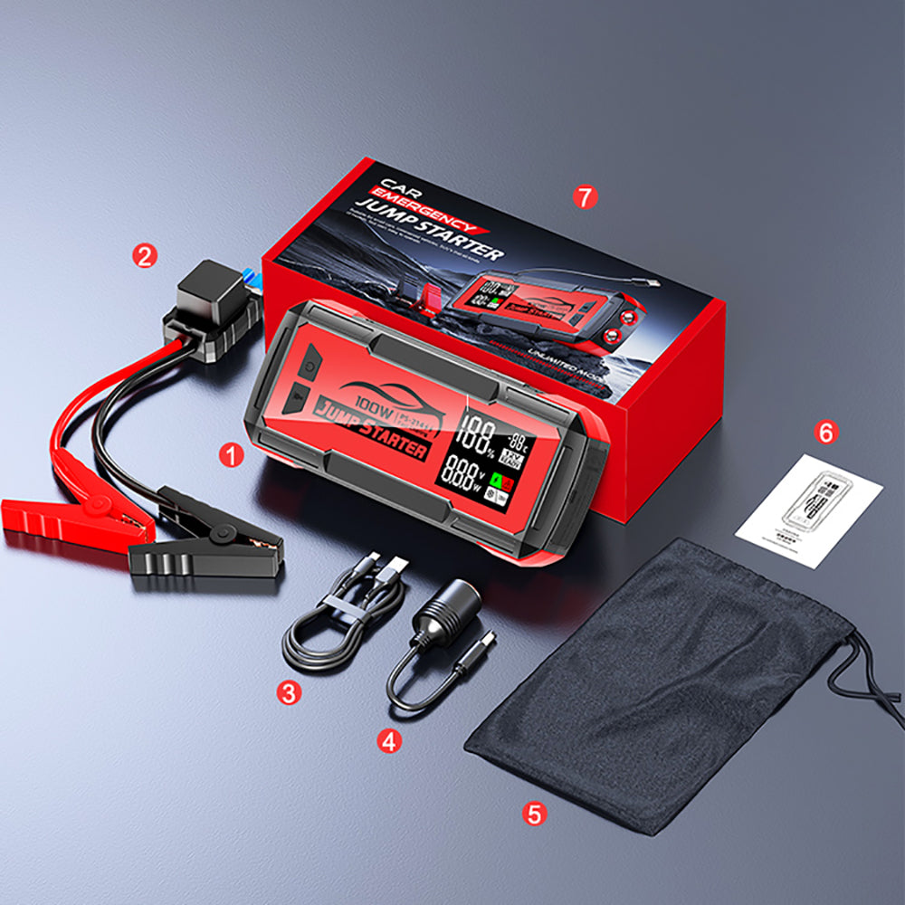 8000amp 100w 32000mah Built In Cable Laptop Multifunction Super Capacitor 12v Booster Power Bank Car Battery Jump Starter