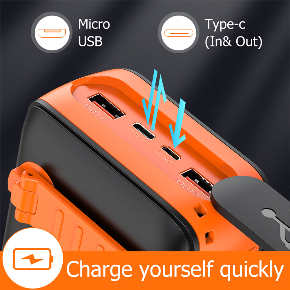 Hot Selling Hand Crank Powerbank Built In Cable Fast Charging Charger Led Light Battery 30000mah 20000 Waterproof Solar Power Bank