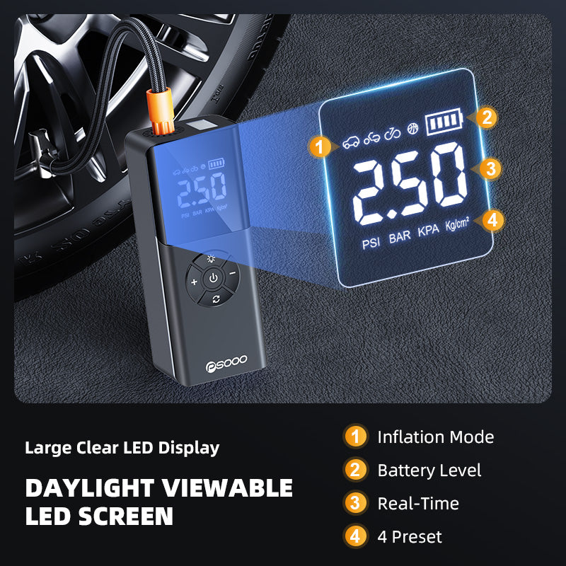 Car 150psi Smart Air Compressor Tyre Mini Digital Power Bank 6000mah Flashlight Truck Pump Portable Tire Inflator