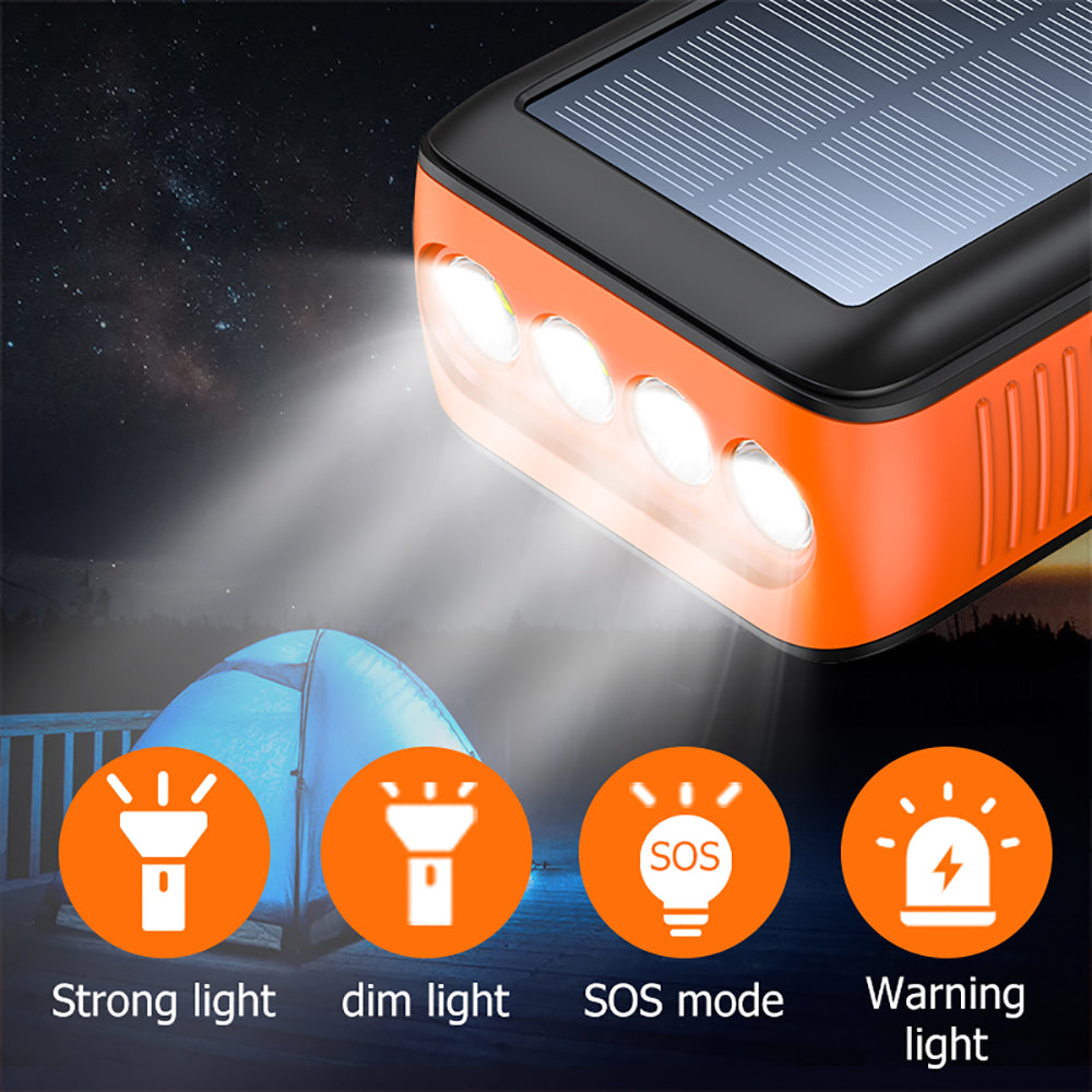 Hot Selling Hand Crank Powerbank Built In Cable Fast Charging Charger Led Light Battery 30000mah 20000 Waterproof Solar Power Bank
