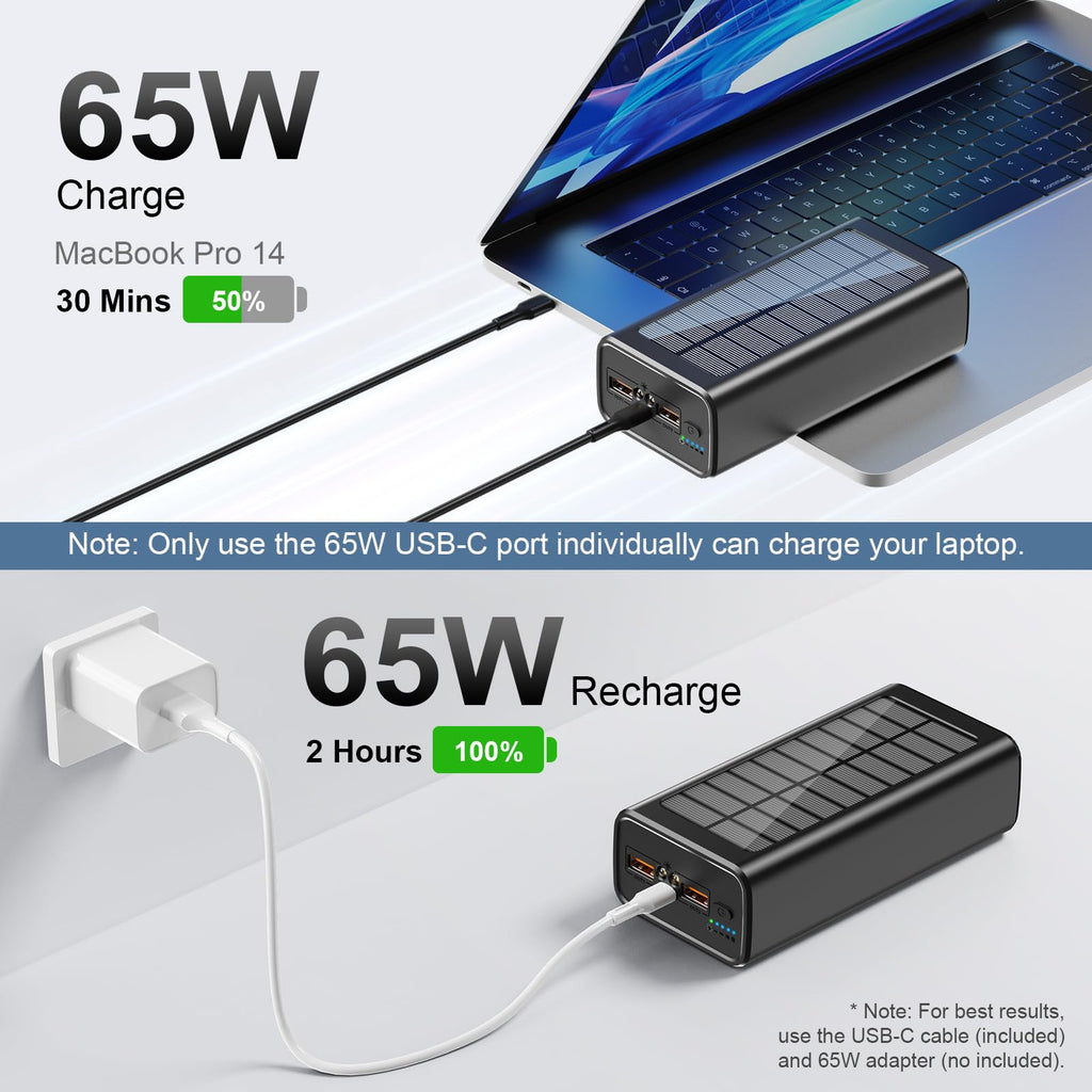 Best Seller Solar Computer 65w Powerbank 30000mah Mobile Phone Portable Pd 22.5w 50000mah Fast Charging Power Bank For Laptop