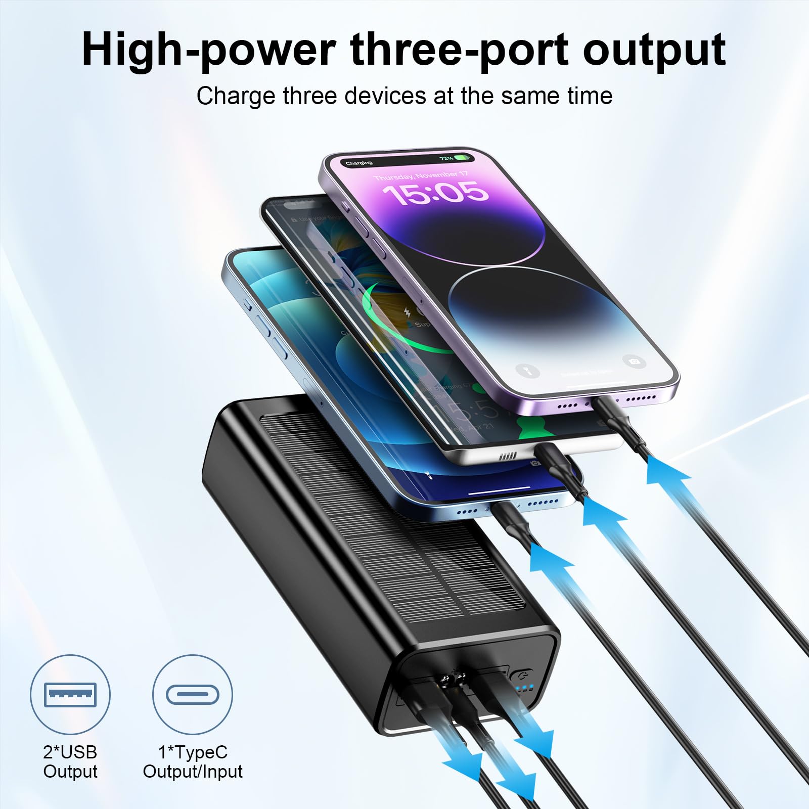 Best Seller Solar Computer 65w Powerbank 30000mah Mobile Phone Portable Pd 22.5w 50000mah Fast Charging Power Bank For Laptop