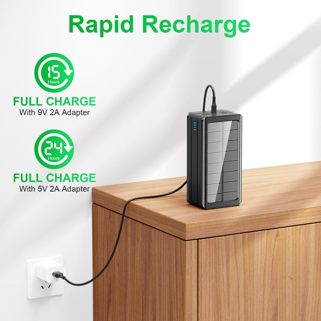 Pd 22.5w Solar Power Bank Phone USB 500000mah 30000mah Portable Flashlight Waterproof 20000mah Powerbank for Camping