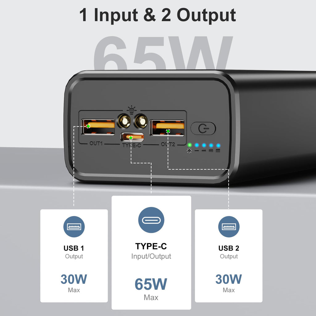 Best Seller Solar Computer 65w Powerbank 30000mah Mobile Phone Portable Pd 22.5w 50000mah Fast Charging Power Bank For Laptop