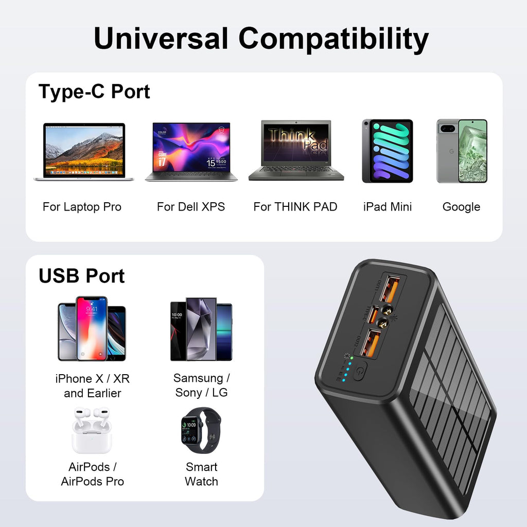 Best Seller Solar Computer 65w Powerbank 30000mah Mobile Phone Portable Pd 22.5w 50000mah Fast Charging Power Bank For Laptop