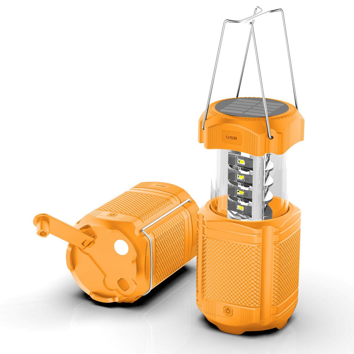 PSOOO Rechargeable Solar Hand Crank 3 Flashlight Waterproof Foldable Hanging Hook Battery Phone Power Bank Led Camping Lanterns