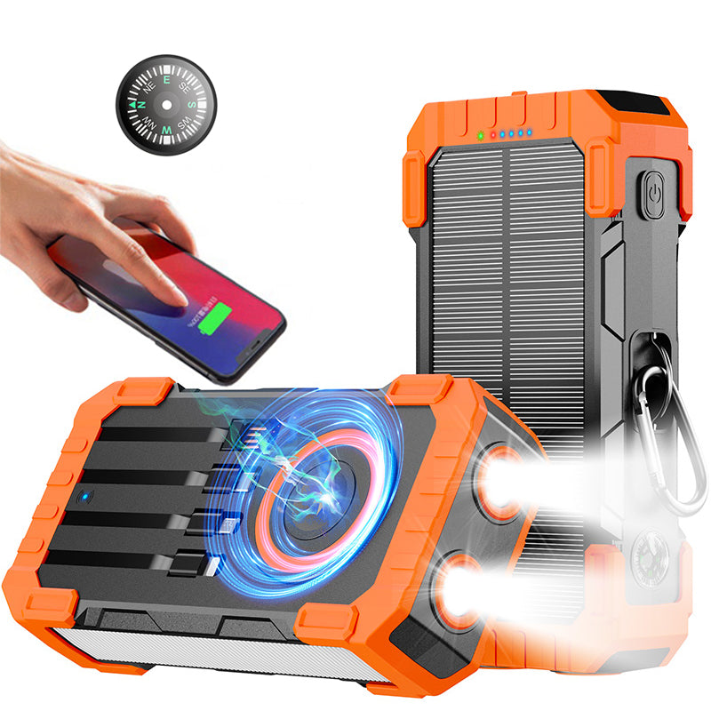 Pd 22.5w Solar Wireless Portable Charger Phone Tablet Flashlight Fast Charging Panel 15w 30000mah Power Bank With Cable