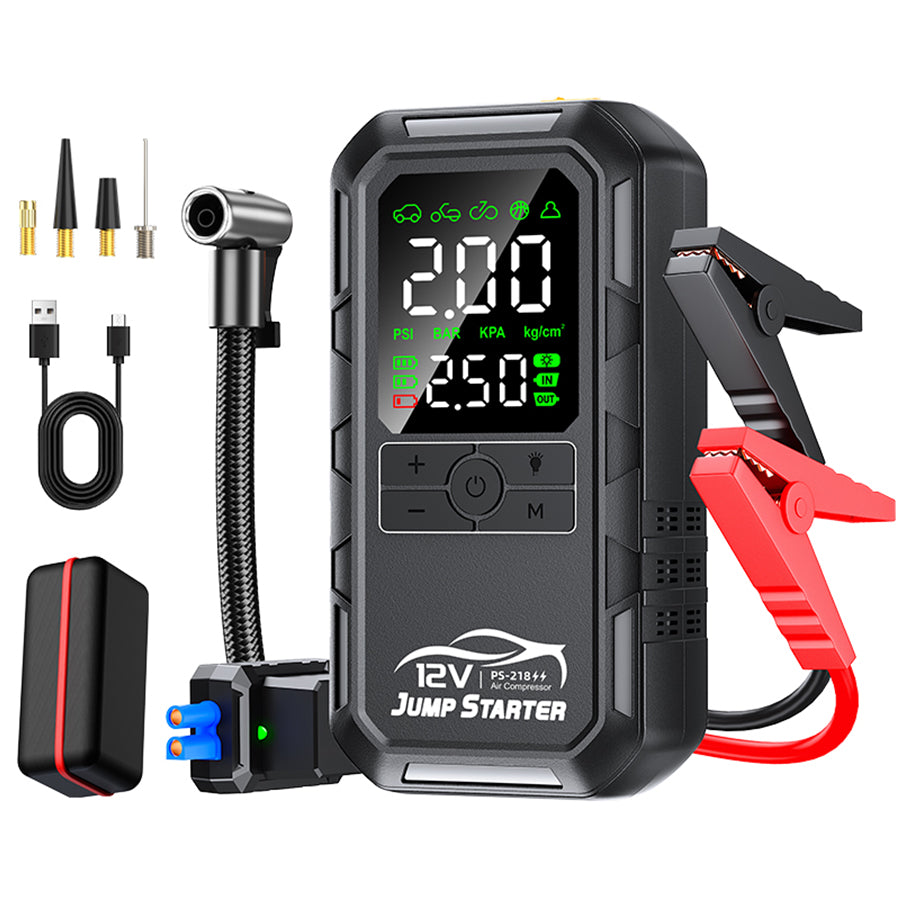 Smart Car Jumper 12v Battery Booster Auto Tire Inflator 180psi Super Compressor Power Bank Jump Starter Air Pump